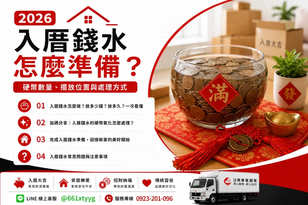 2026 入厝錢水怎麼準備？硬幣數量、擺放位置與處理方式