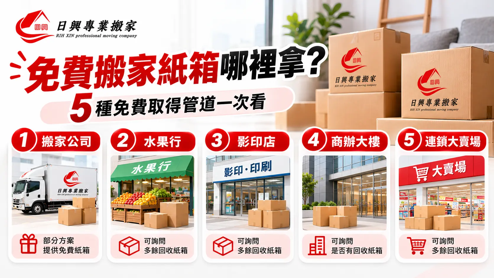 免費搬家紙箱哪裡拿?5種免費取得管道一次看